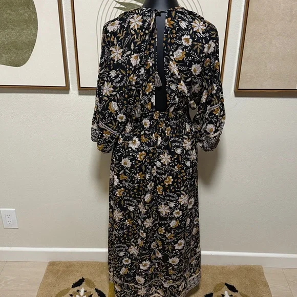 Lovestitch Boho Floral Dress in Black, White, and Tan - Picture 3 of 10